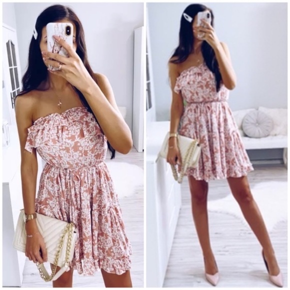 CLEARANCE Romantic Dainty Ruffle Trim Floral Print Dress - Picture 1 of 7